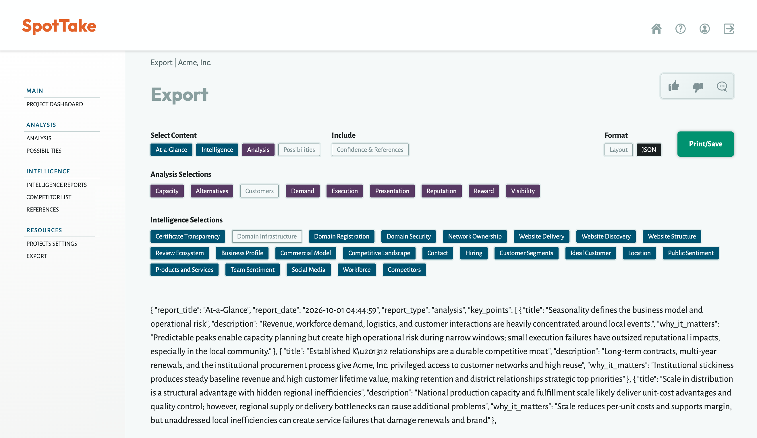 Placeholder for SpotTake Report data being explored with a preferred AI assistant